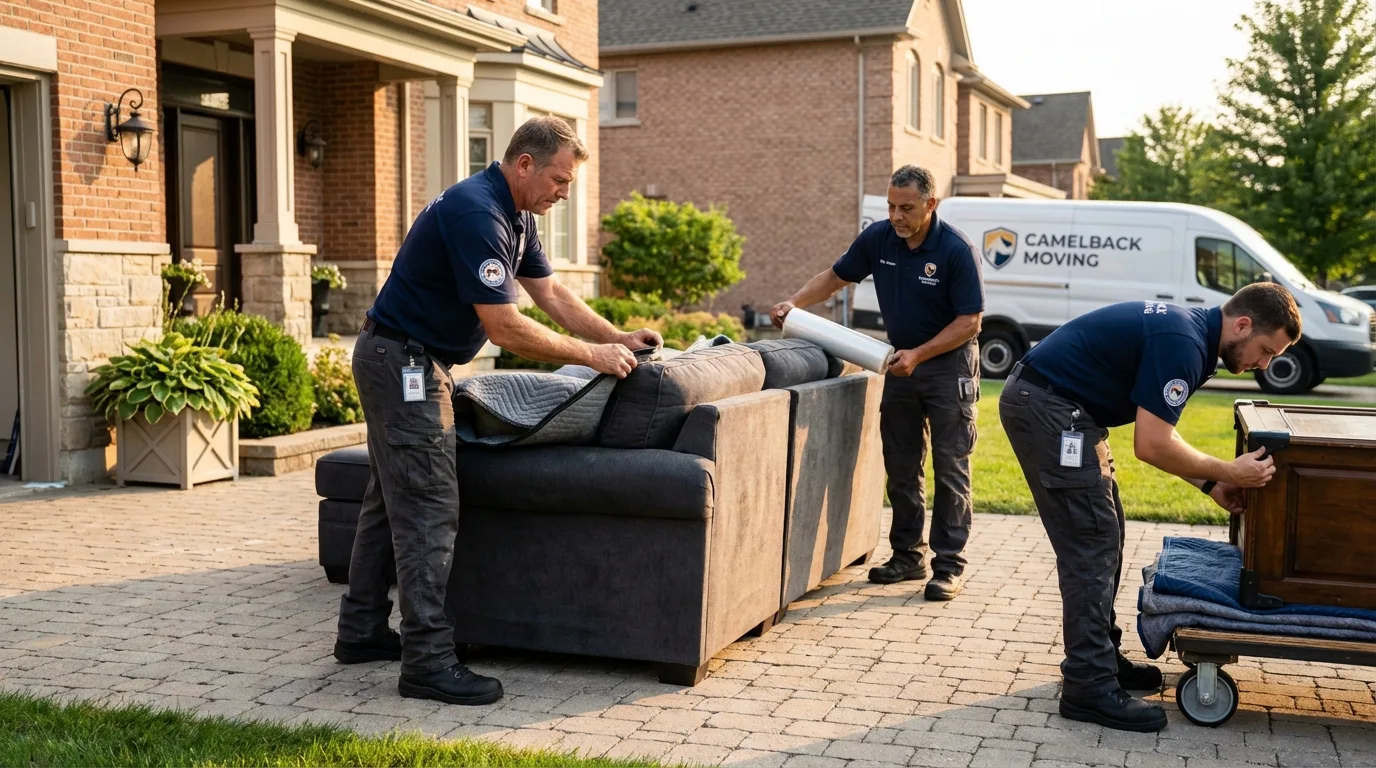 Large estate moving crew wrapping furniture in Duluth, GA