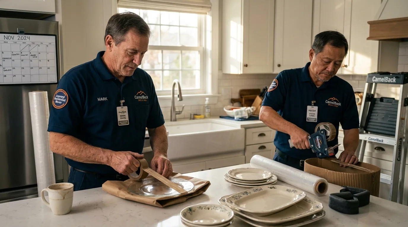 Professional crew packing kitchen dishware in Duluth, GA